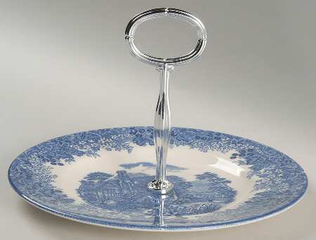 Romantic England Blue Salad Plate for 2-Tiered Serving Tray