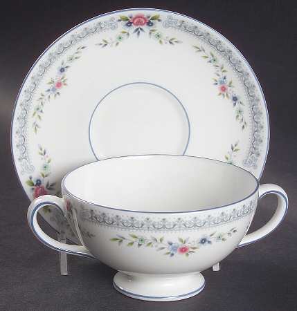 Rosedale Footed Cream Soup Bowl & Saucer Set