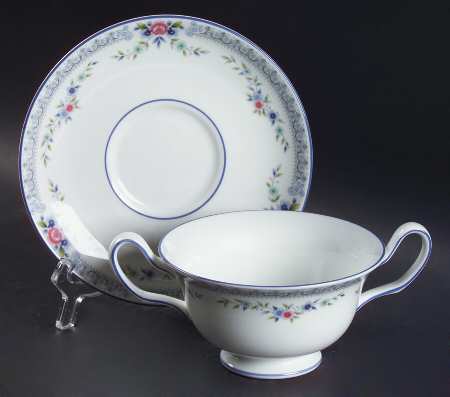 Rosedale Footed Cream Soup Bowl & Saucer Set