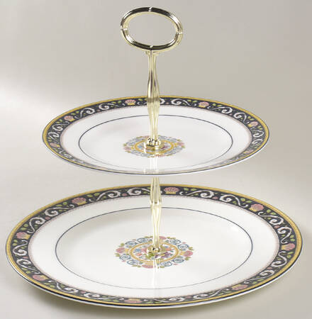 Runnymede Blue 6 5/8"-10"  2 Tiered Serving Tray (Dp, Sp) HC
