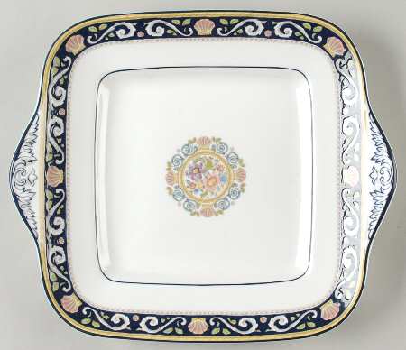 Runnymede Blue Square Handled Cake Plate