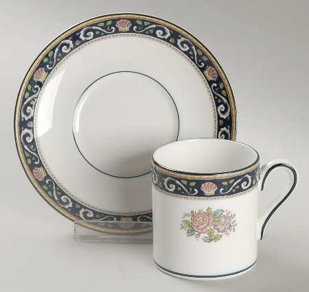 Runnymede Blue Bond Shape Demitasse Cup and Saucer Set