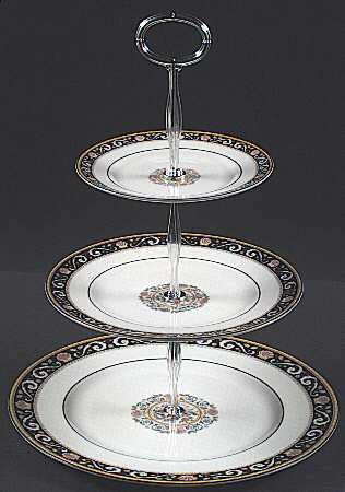 Runnymede Blue 13 7/8"-14 1/4" 3-Tiered Serving Tray(DP,SP,BB) HC