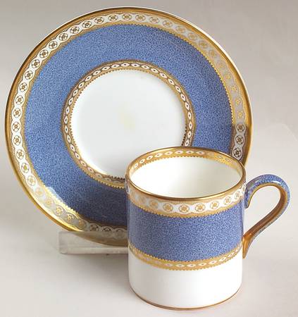 Ulander Powder Blue Bond Shape Demitasse Cup and Saucer Set