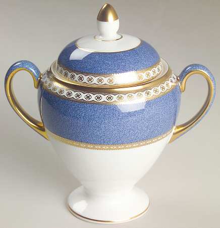 Ulander Powder Blue Globe Shape Sugar Bowl & Lid