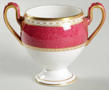 Ulander Powder Ruby Globe Shape Sugar Bowl No Lid