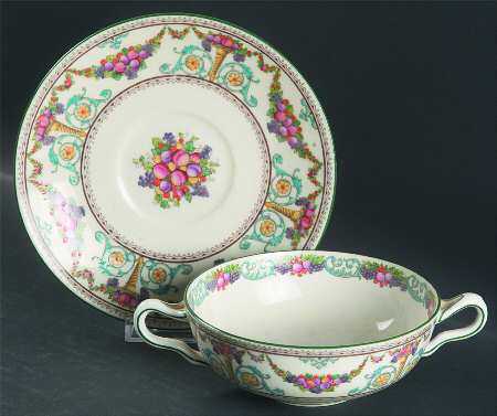 Ventnor (Ivory Body) Flat Cream Soup Bowl & Saucer Set