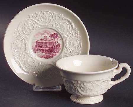 Wesleyan College Mulberry Footed Cup & Saucer Set