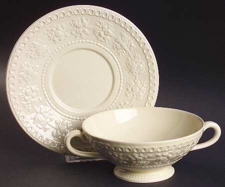 Wellesley Footed Cream Soup Bowl & Saucer Set