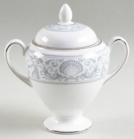 White Dolphins Globe Shape Sugar Bowl & Lid