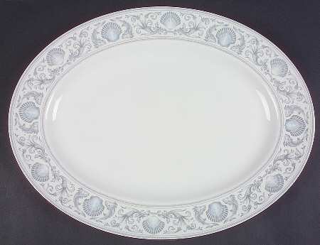 White Dolphins 15" Oval Serving Platter