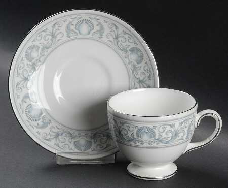 White Dolphins Leigh Shape Footed Cup & Saucer Set