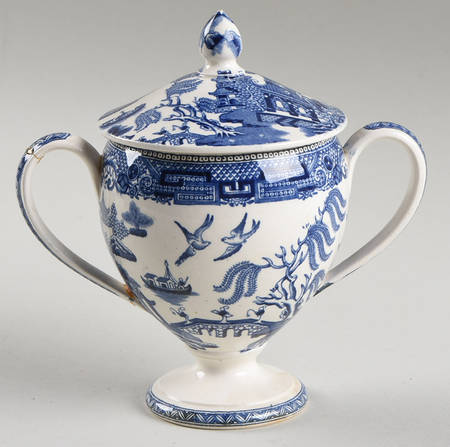 Willow Blue (Older, Smooth) Sugar Bowl & Lid