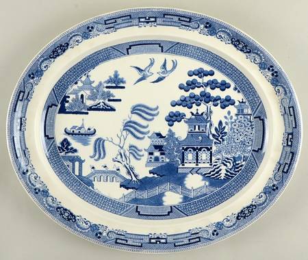 Willow Blue (Older, Smooth) 17" Oval Serving Platter