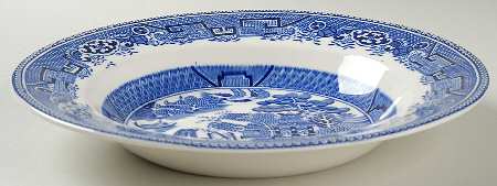 Willow Blue (Older, Smooth) Large Rim Soup Bowl