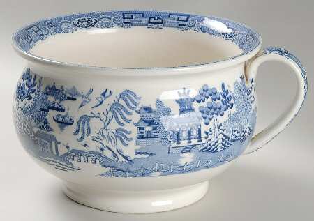 Willow Blue (Older, Smooth) Open Chamber Pot