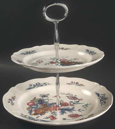 Williamsburg Potpourri 2 Tiered Serving Tray (Dinner & Salad Plate)