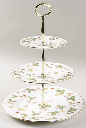 Wild Strawberry (Bone & Oven To Table) 13 7/8"-14 1/4" 3-Tiered Serving Tray(DP,SP,BB) HC
