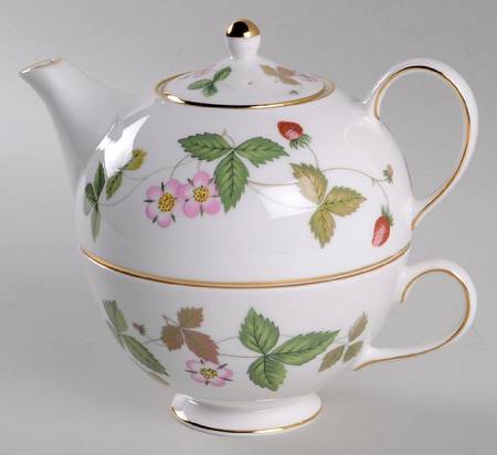 Wild Strawberry (Bone & Oven To Table) Individual Teapot & Lid with Cup
