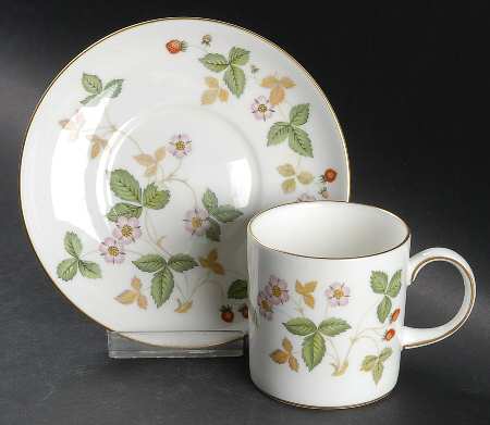 Wild Strawberry (Bone & Oven To Table) Can Shape Demitasse Cup and Saucer Set