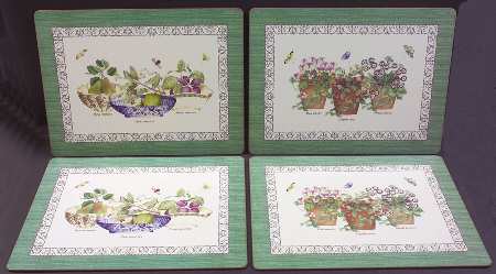 Sarah's Garden Corkboard Placemat - Set of 4 (2 each Motif 1 & 2)