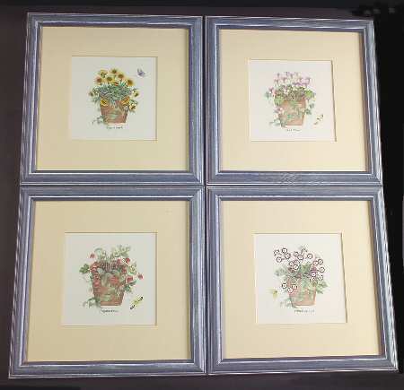 Sarah's Garden Pictures AKA Framed Art - Set of 4