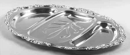 Baroque (Silverplate, Hollowware, Older) Large Plated Meat Platter-3 Part