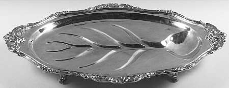 Baroque (Silverplate, Hollowware, Older) Large Plated Meat Platter with Well