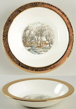 Currier & Ives Fruit/Dessert (Sauce) Bowl by Wint-O-Gold