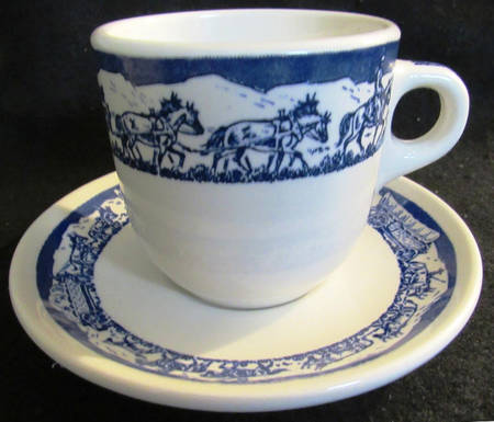 Pioneer Trails Blue Flat Cup & Saucer Set