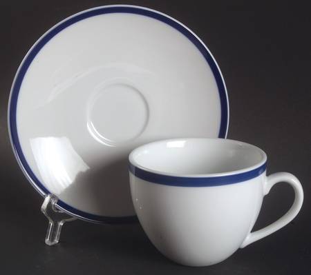 Brasserie Blue Flat Cup & Saucer Set