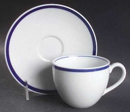 Brasserie Blue Flat Cup & Saucer Set