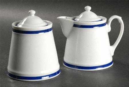 Brasserie Blue Creamer & Sugar with Lids Set