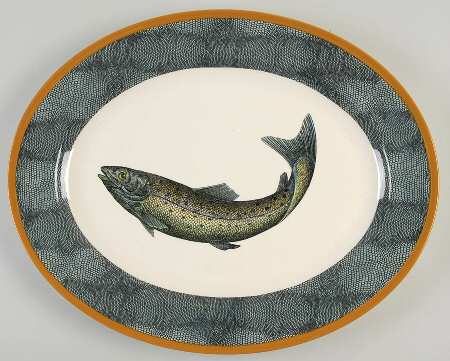 English Angler 17" Oval Serving Platter