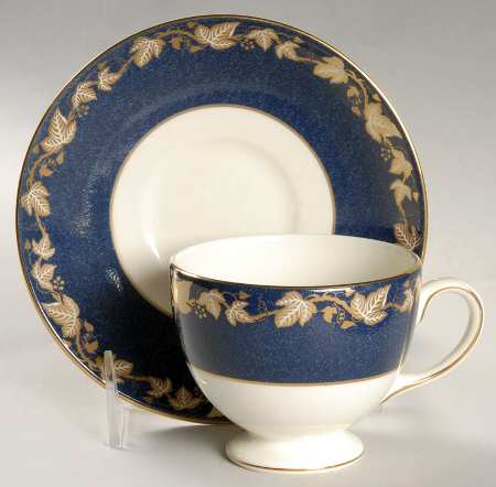 Whitehall 2000 (Powder Dark Blue Rim) Footed Cup & Saucer Set