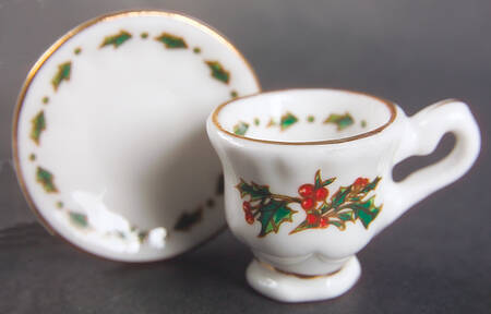 A Cup of Christmas Tea Miniature Cup and Saucer Set
