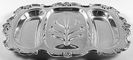 Royal Rose (Silverplate, Hollowware) 3-Part Silverplate Platter