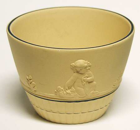 Black On Cane Jasperware Open Sugar Bowl