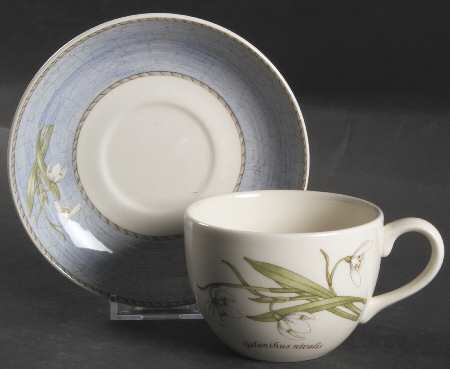 Sarah's Garden Snowdrop Flat Cup & Saucer Set