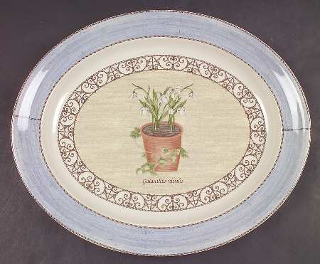 Sarah's Garden Snowdrop 16" Oval Serving Platter