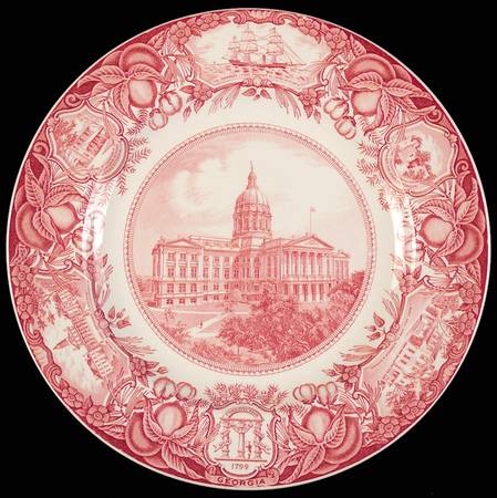 Georgia Historical Plates Pink Dinner Plate