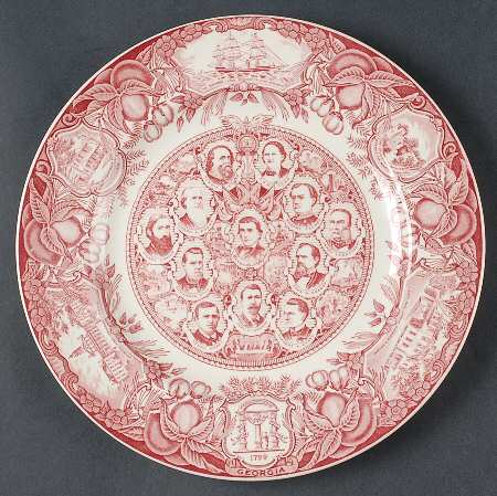 Georgia Historical Plates Pink Dinner Plate