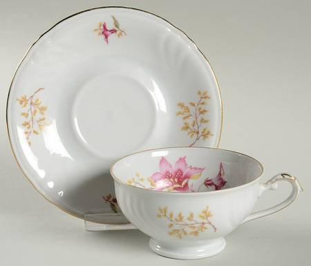 Hibiscus Footed Cup & Saucer Set