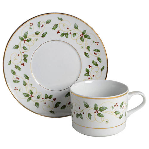 Holiday Vine Flat Cup & Saucer Set