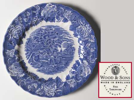 English Scenery Blue (Lion Backstamp, Swirl) by Wood &amp; Sons
