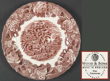 English Scenery Pink (Black Backstamp, Scallop) by Wood &amp; Sons