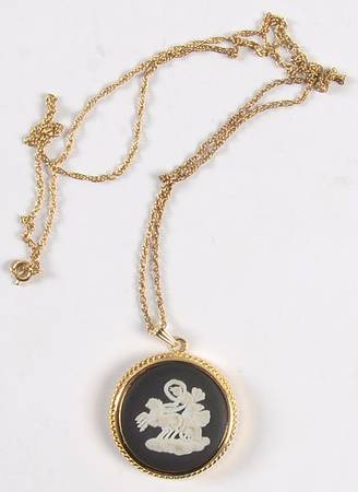 Jasperware Jewelry Goldplate Necklace w/Pendant