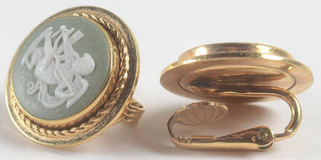 Jasperware Jewelry (Pair) Goldplate Earrings
