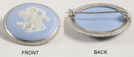 Jasperware Jewelry Silverplate Brooch
