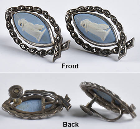 Jasperware Jewelry (Pair) Sterling & Marcasite Earrings